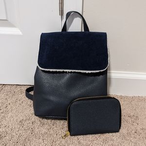 Navy Backpack + Wallet